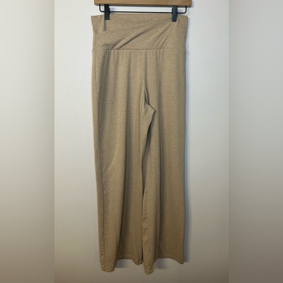Express Crossover Waist High Rise Wide Leg Knit Pants in Khaki, Size Medium - Picture 1 of 6